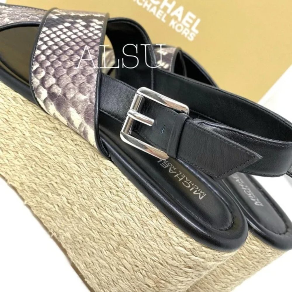 💖MEGA SALE💖Michael Kors Women's Size Sandal Jodi Mid Wedge Leather 40S8JOFS1E - Picture 9 of 15
